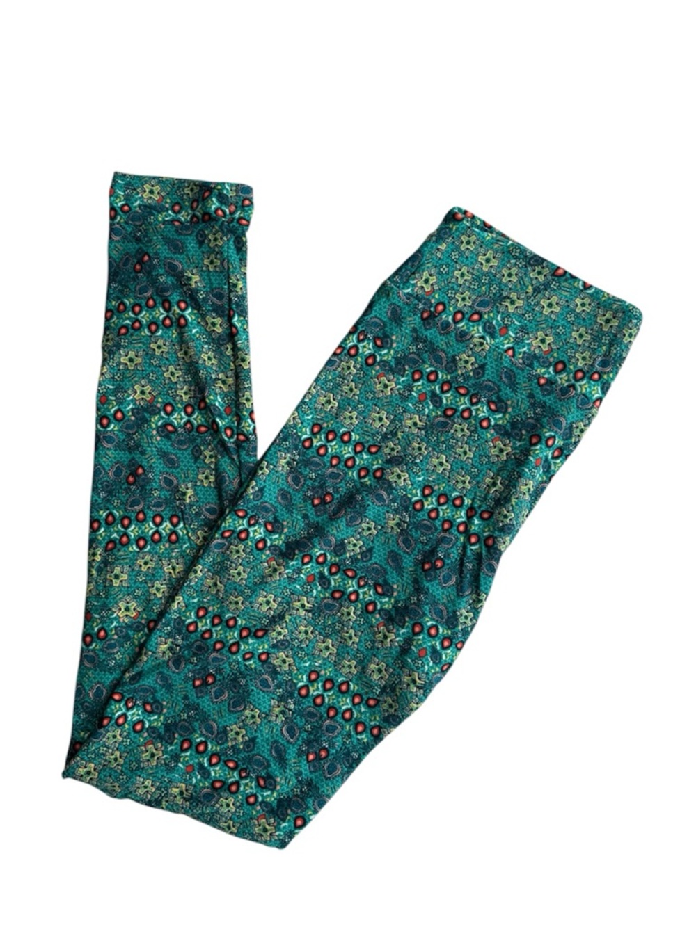 Brand new! LuLaRoe Women’s OS teal patterned leggings.